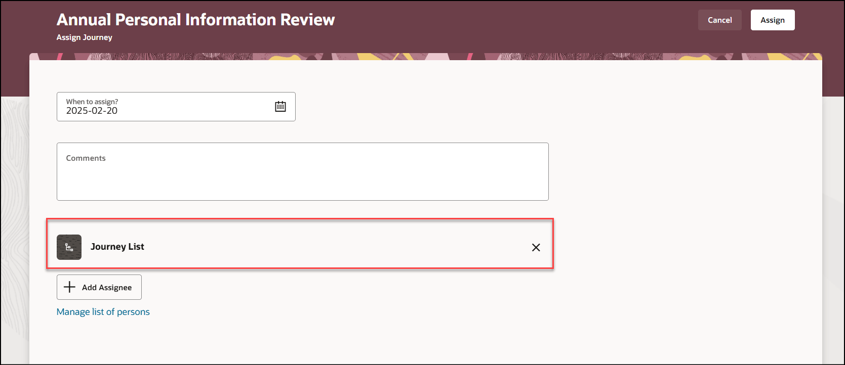 割当用に追加されたフィルタ済リスト