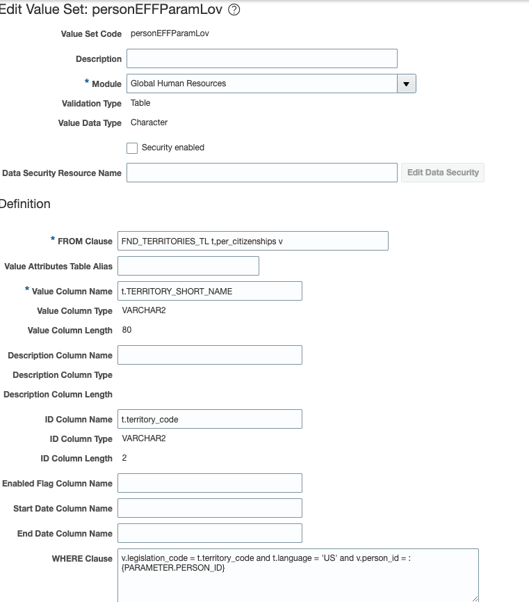 Person IDパラメータが設定された表ベースの値セットの定義例