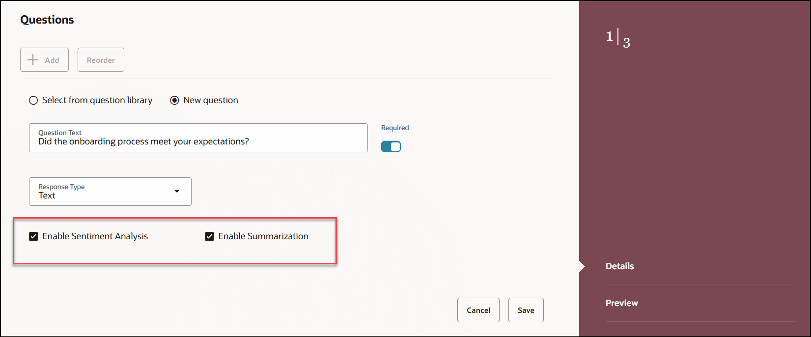 テキスト応答のセンチメント分析および要約の有効化