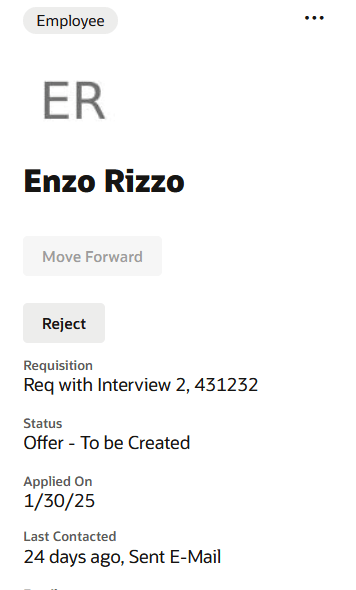 候補者サイド・カードの「先に進む」と「否認」ボタン