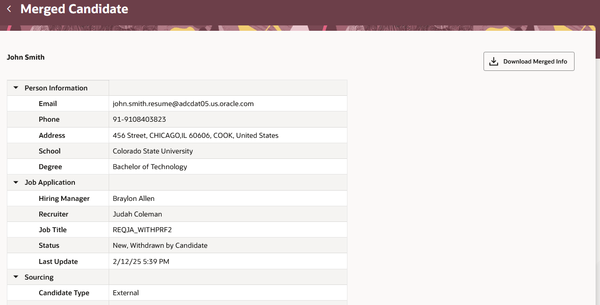 「マージ済候補者」ページ