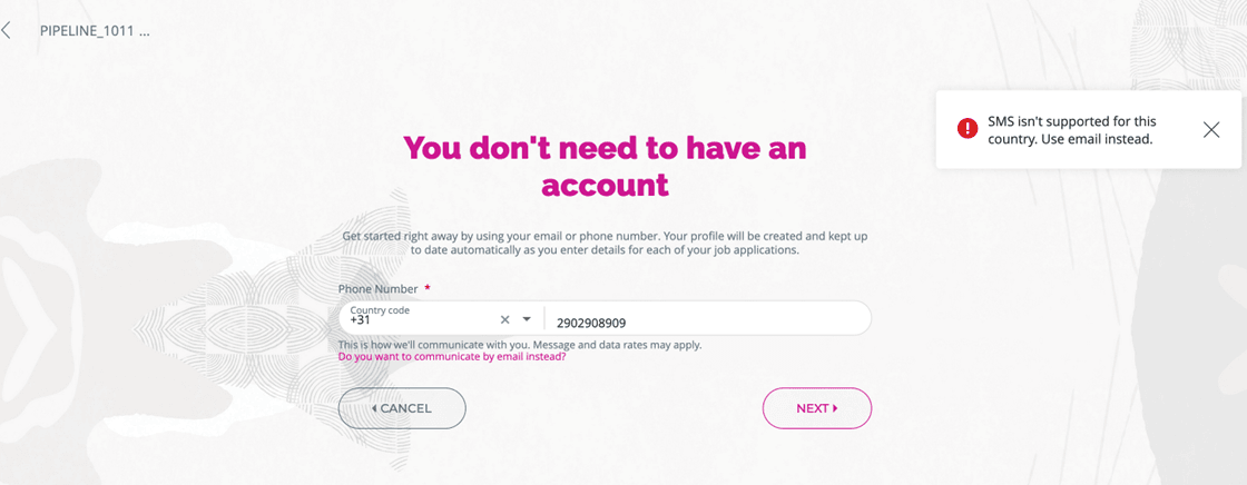 国が不許可リストにある場合の通知