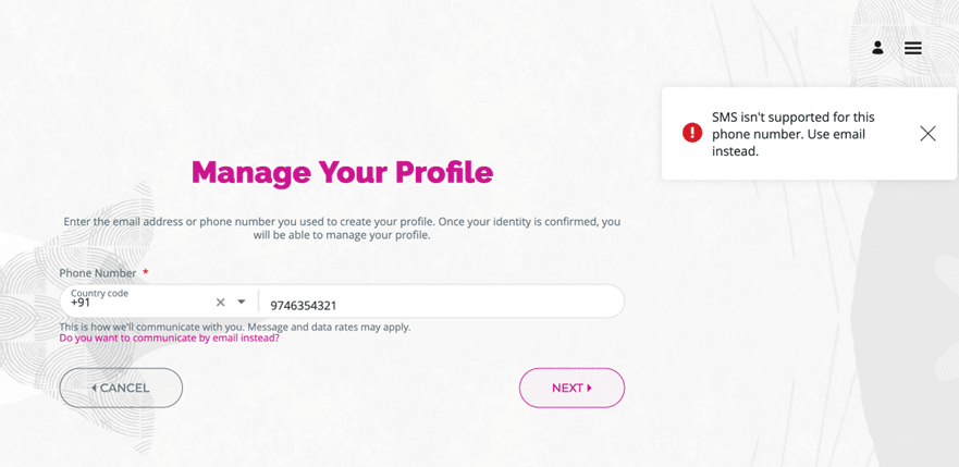 電話番号がブロック済リストに含まれている場合の通知