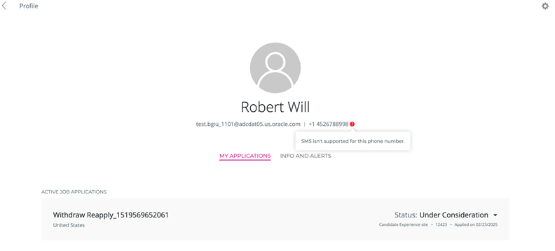 電話番号に対してSMSがサポートされていないときの通知