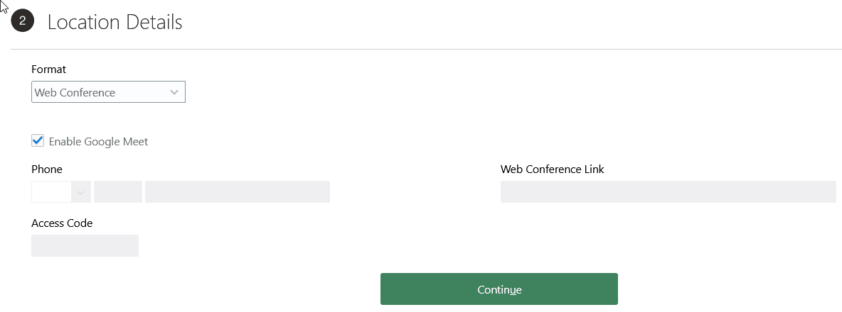 「Google Meet使用可能」オプション