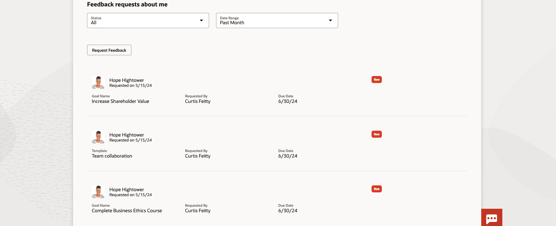 「自分に関するフィードバック要求」リージョン