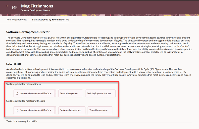 「リーダーシップによって割り当てられたスキル」タブのマスターと準備に必要なスキル