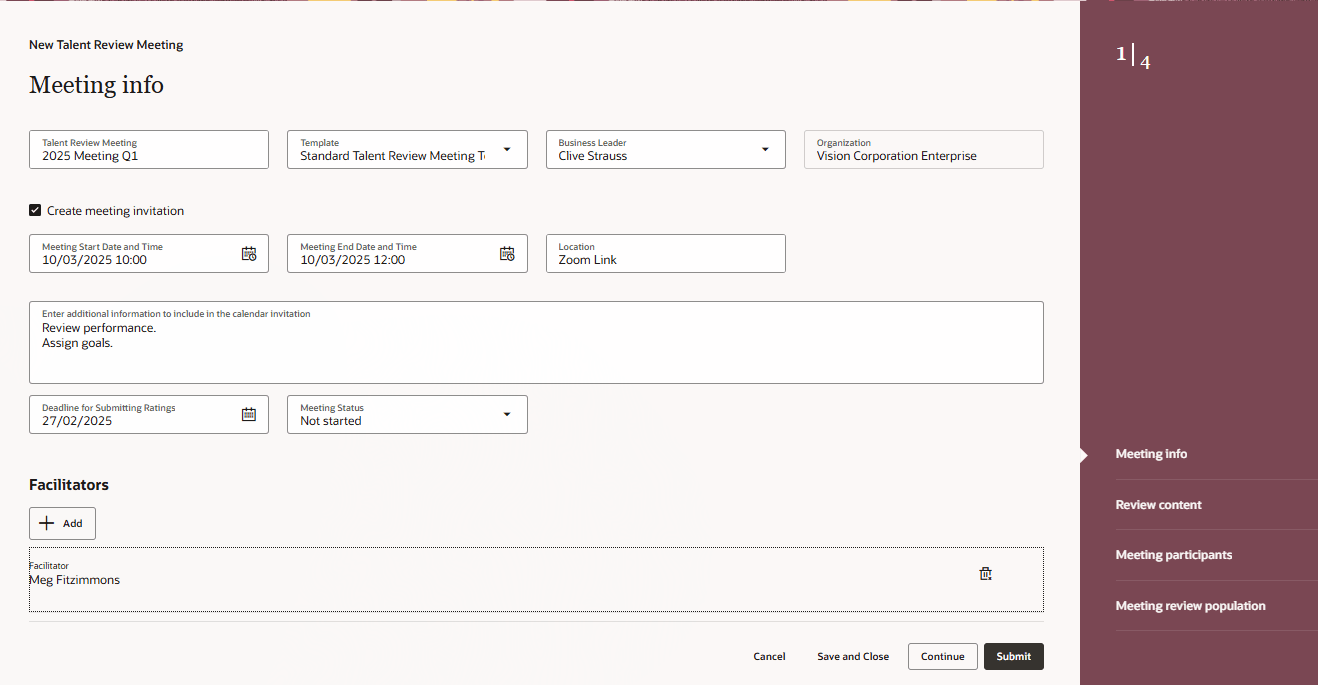 「会議情報」タブのカレンダ招待フィールド