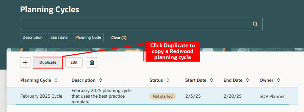 Redwoodプランニング・サイクルの複製
