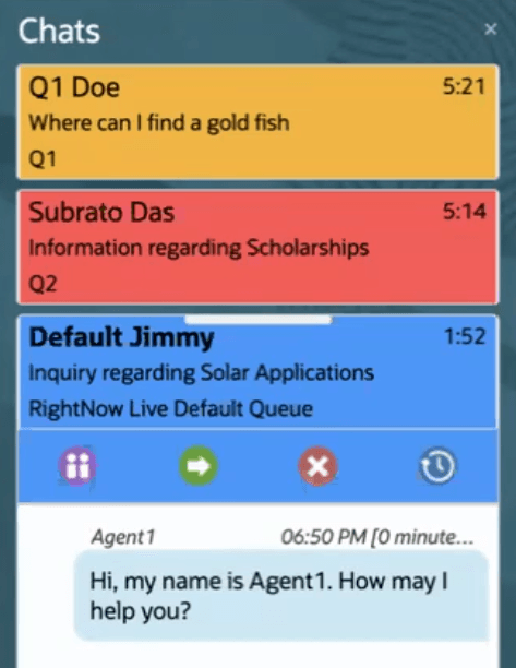 チャット・ヘッダーにキュー・ラベルおよびキュー・カラー・コーディングが表示されます