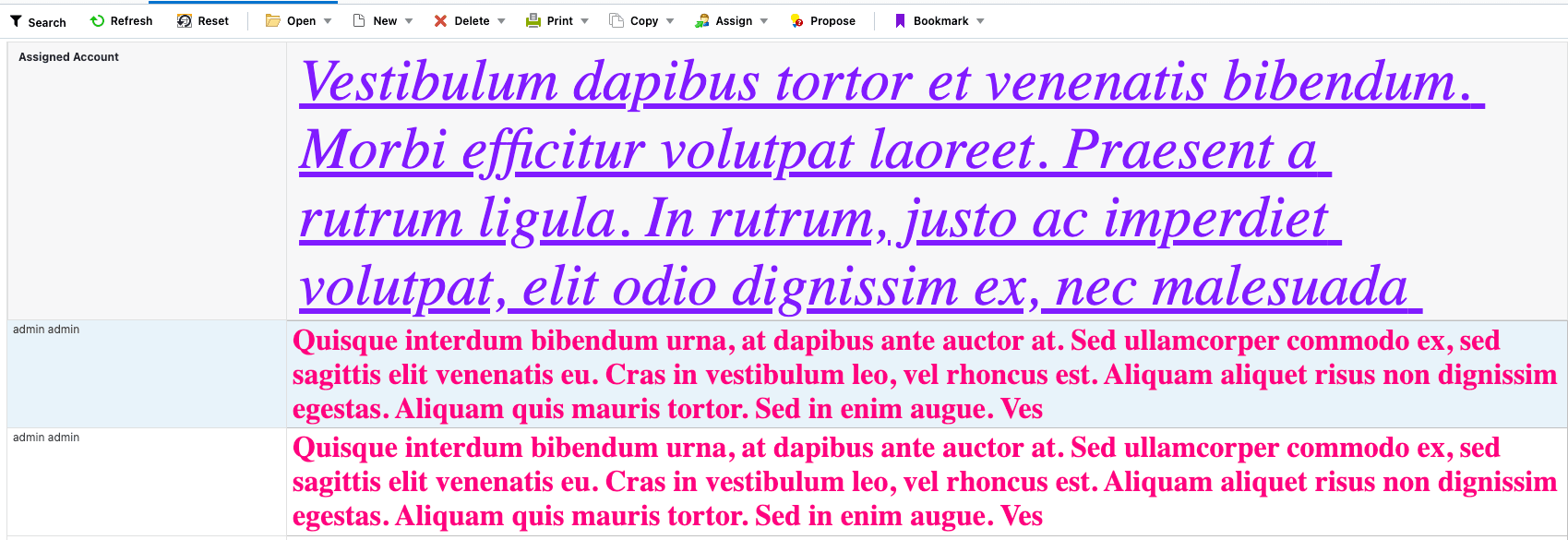 グリッド・ヘッダー行制限の例