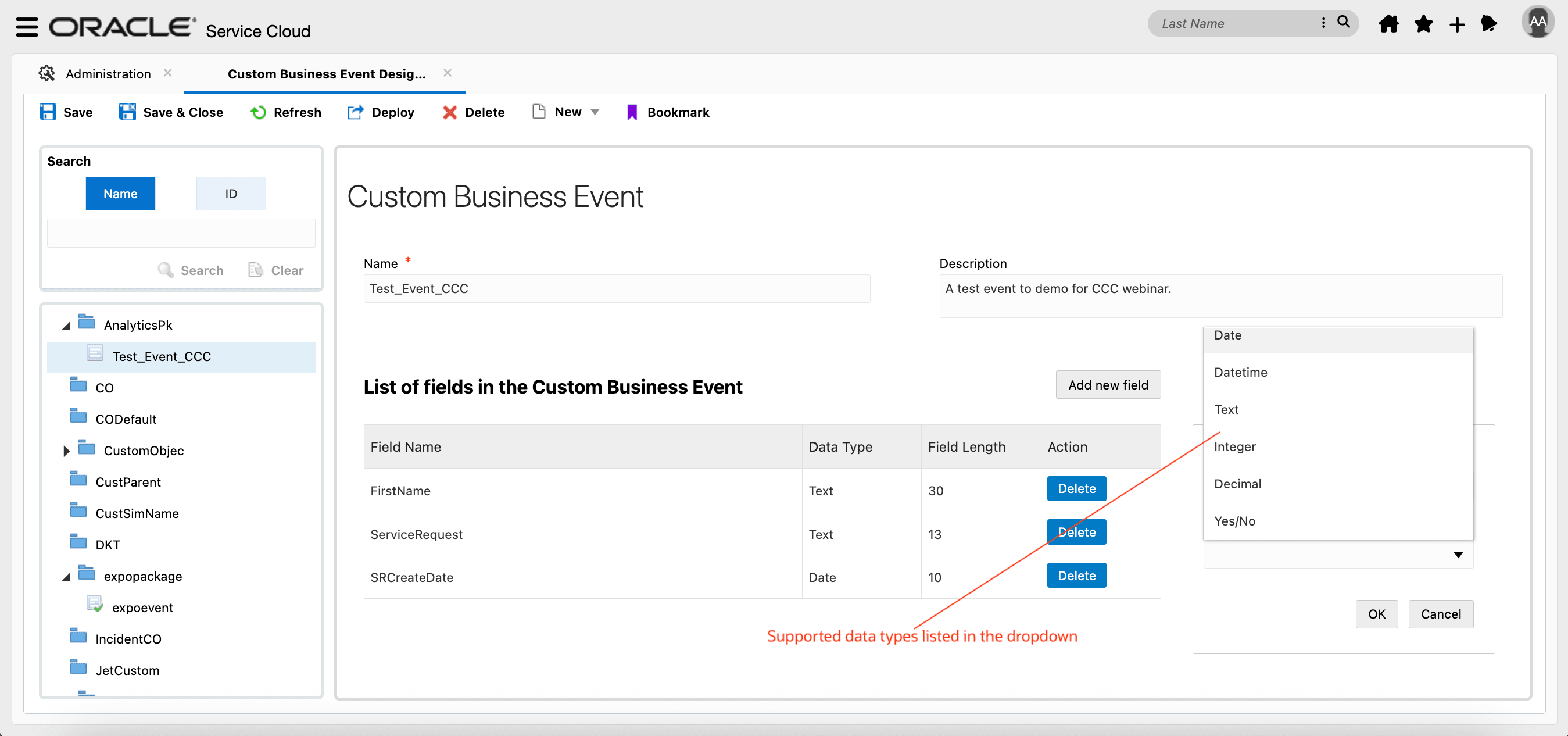 カスタム・ビジネス・イベント・デザイナ