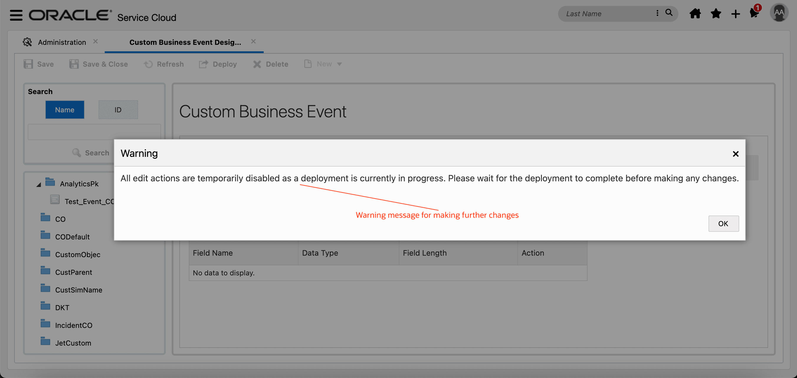 デプロイメント警告