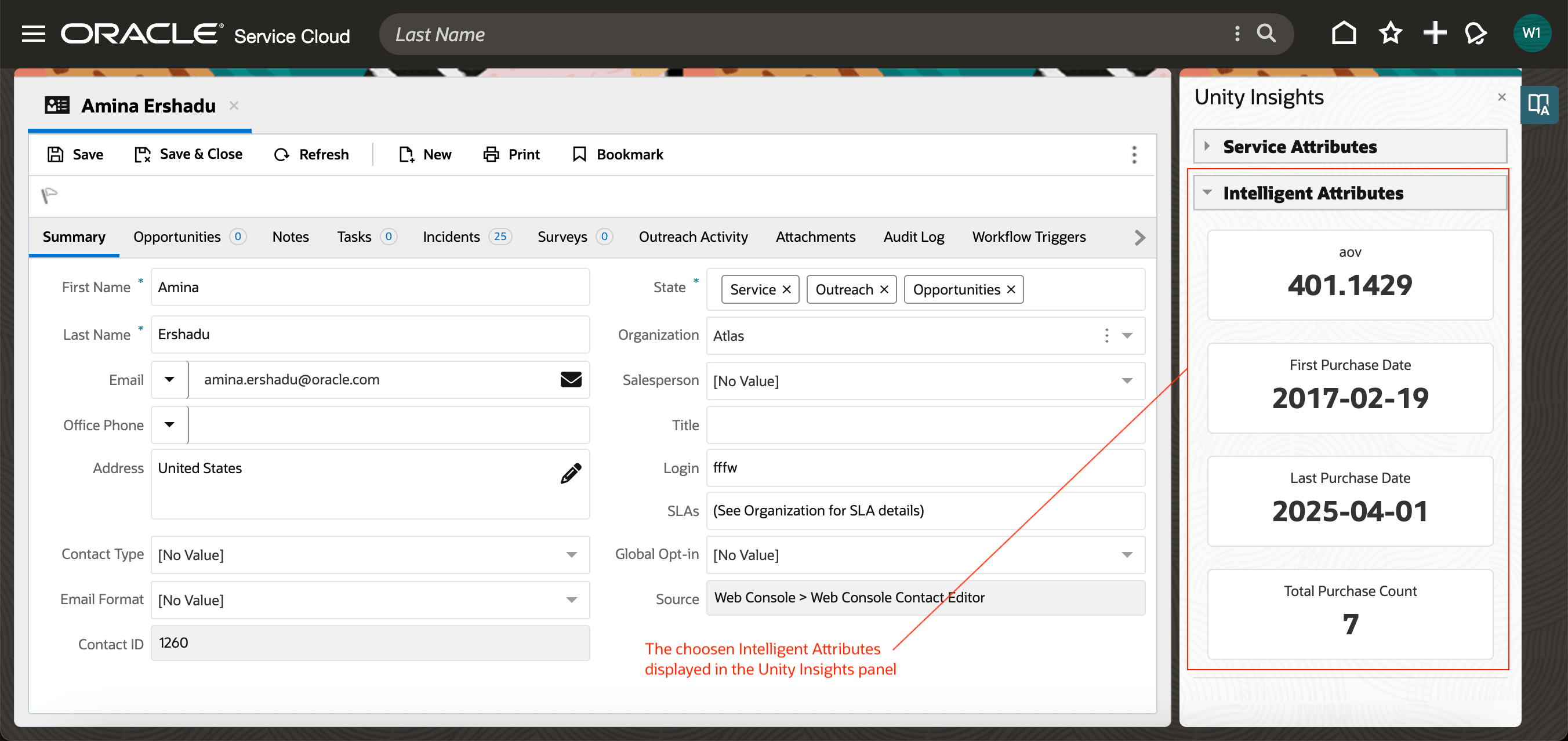 Unityインサイト・パネルのインテリジェント属性