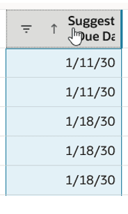 ドラッグ・アンド・ドロップする列の選択