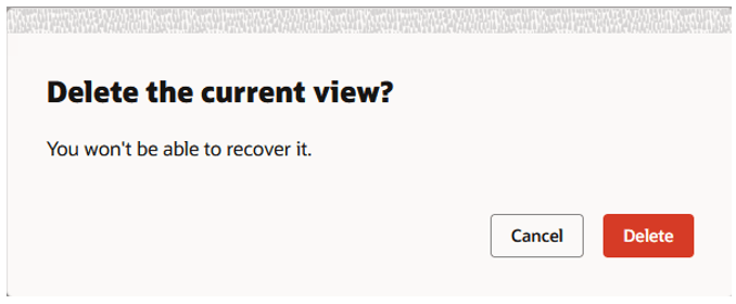 ビューを削除するための警告メッセージ