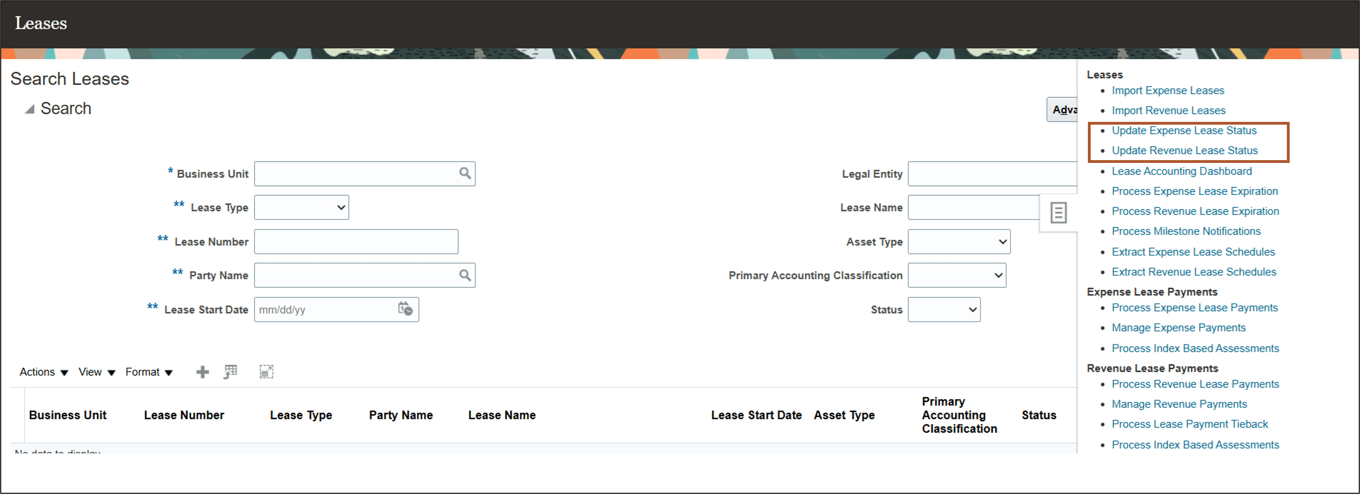 サイドパネル - リース・ステータスの更新