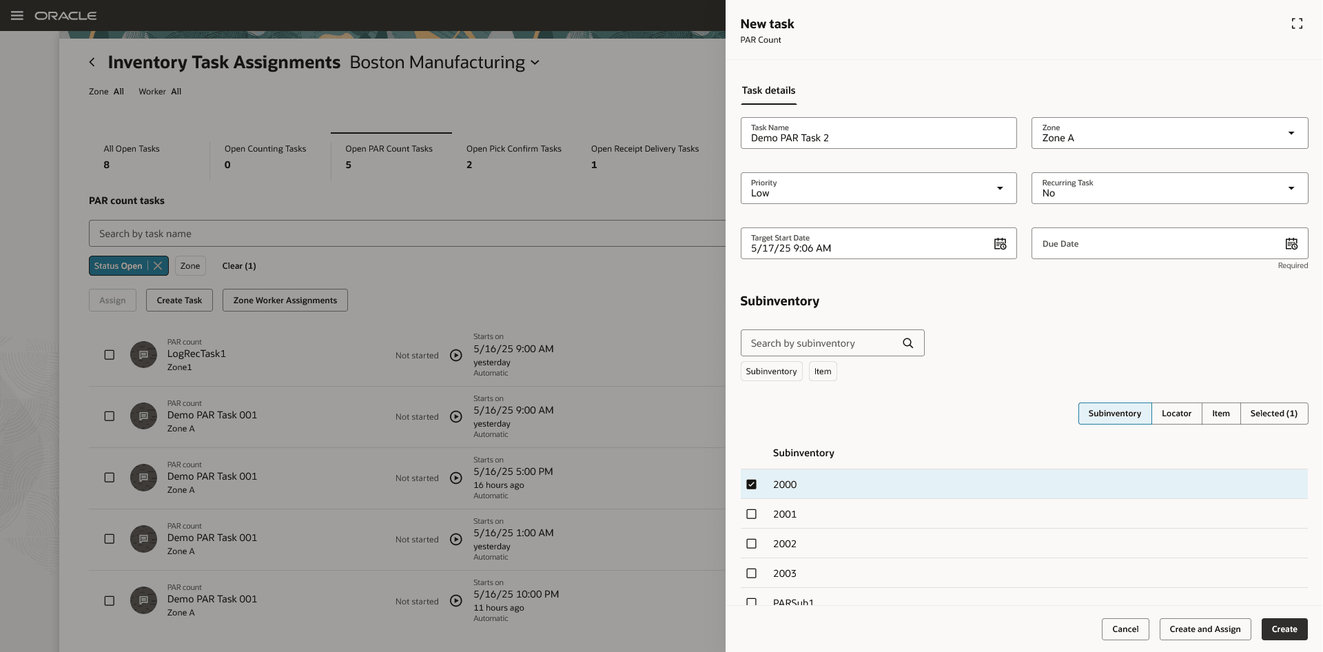 PAR棚卸タスクの作成