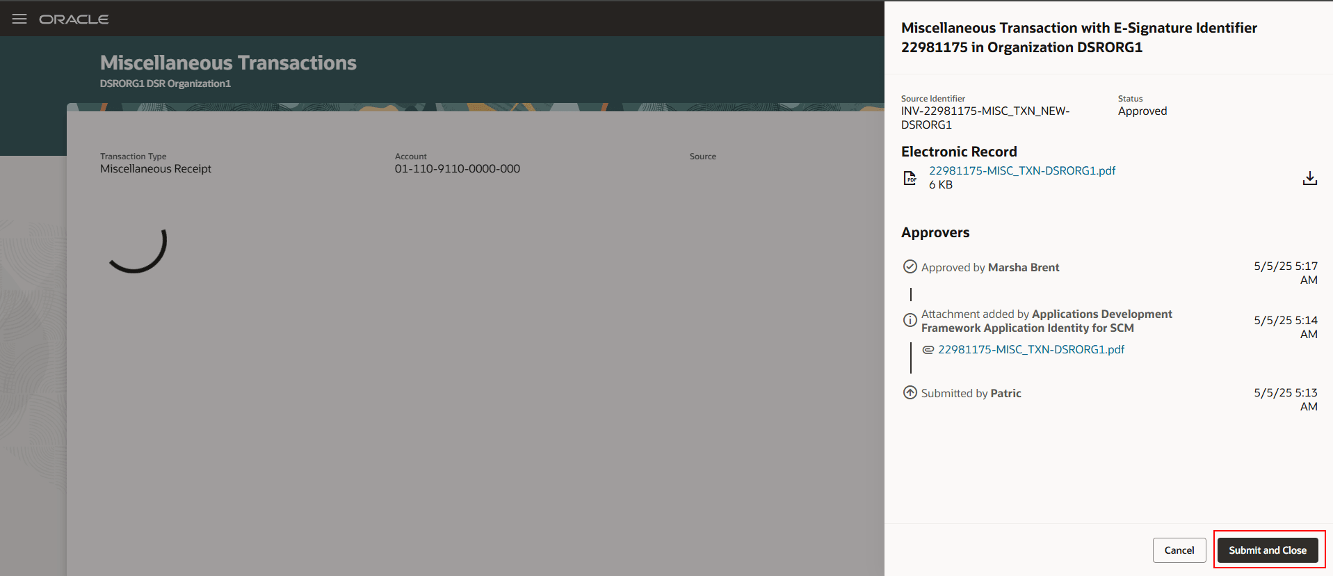 送信してクローズ