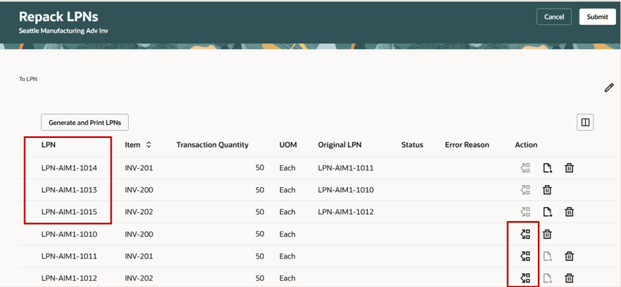 明細の再梱包の分割処理