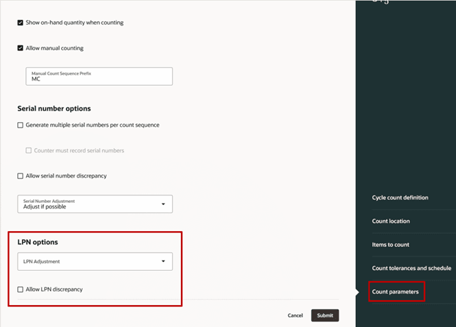 循環棚卸でのLPN変更