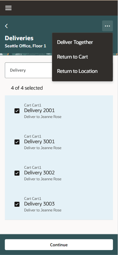 複数の搬送を選択して一緒に搬送