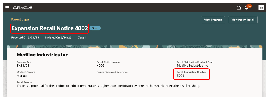 親リコールからの拡張リコール