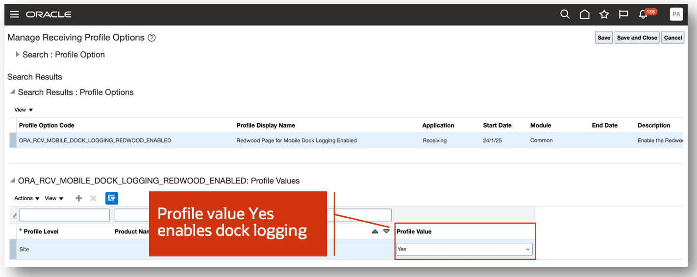 受入プロファイル・オプションの管理