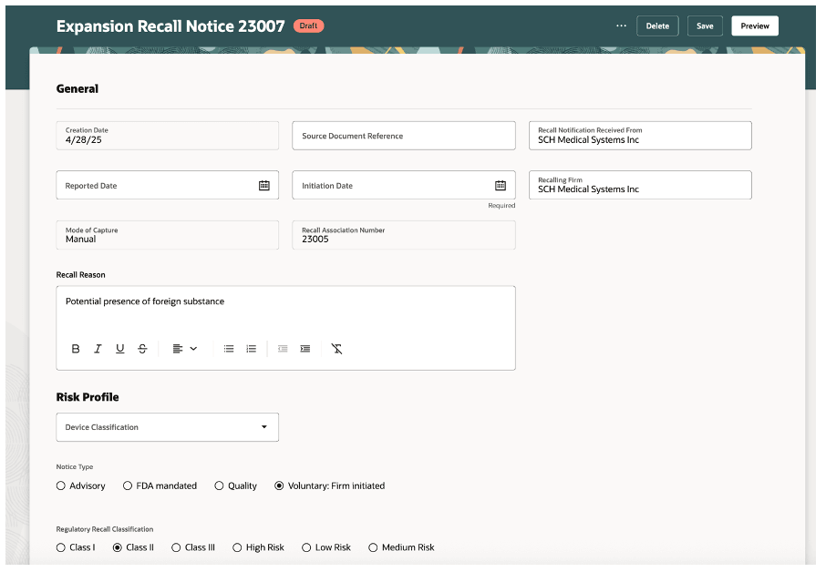 ヘッダー属性を使用した拡張リコール