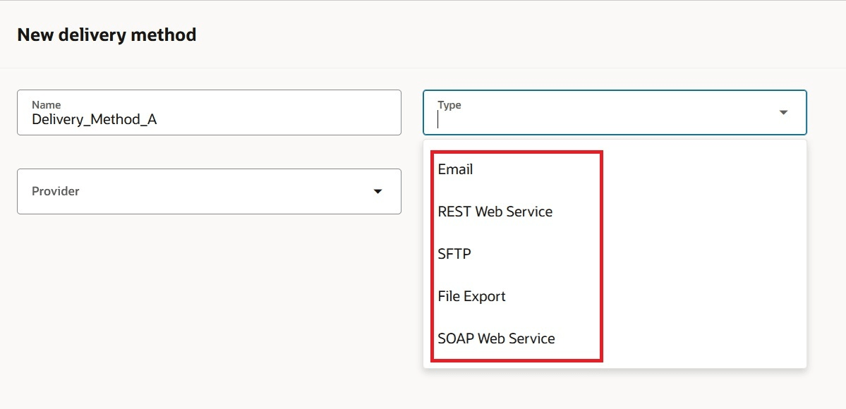配信メソッドのタイプ