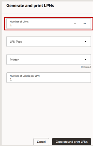 LPNの生成および印刷