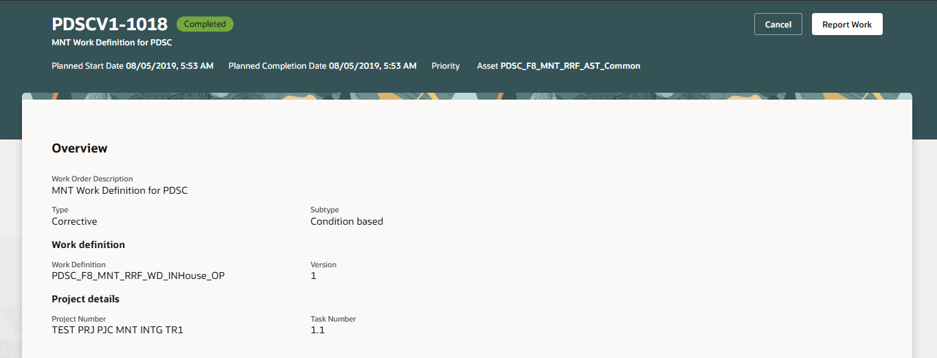 プロジェクト詳細の新規セクションを使用した作業オーダーのプレビュー