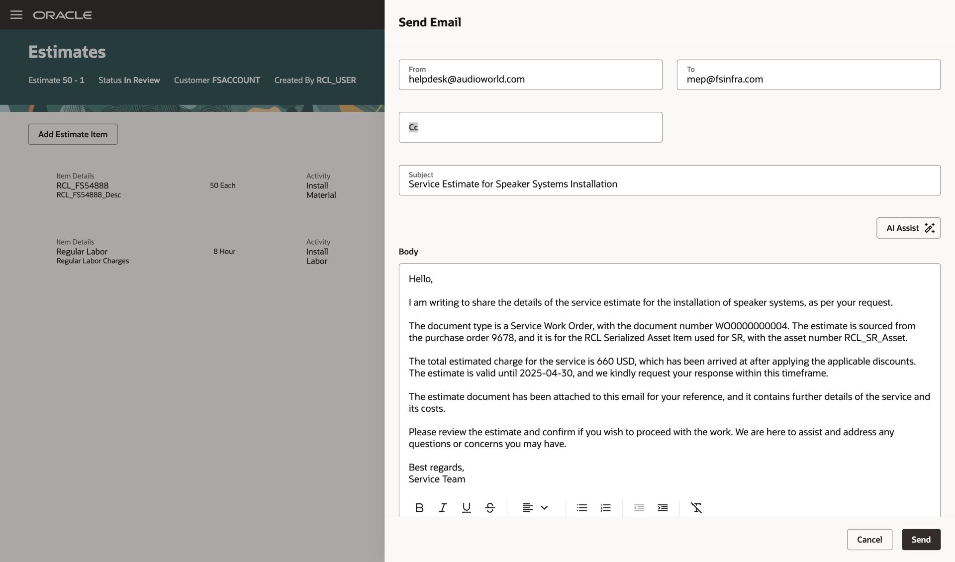 GenAIによって生成された見積カバー・ノート