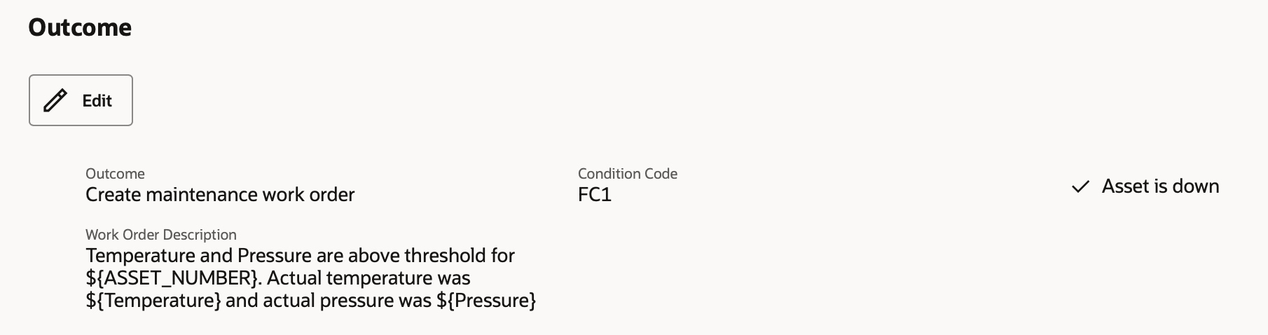 作業オーダー摘要を含む「結果」セクションを示すスクリーンショット