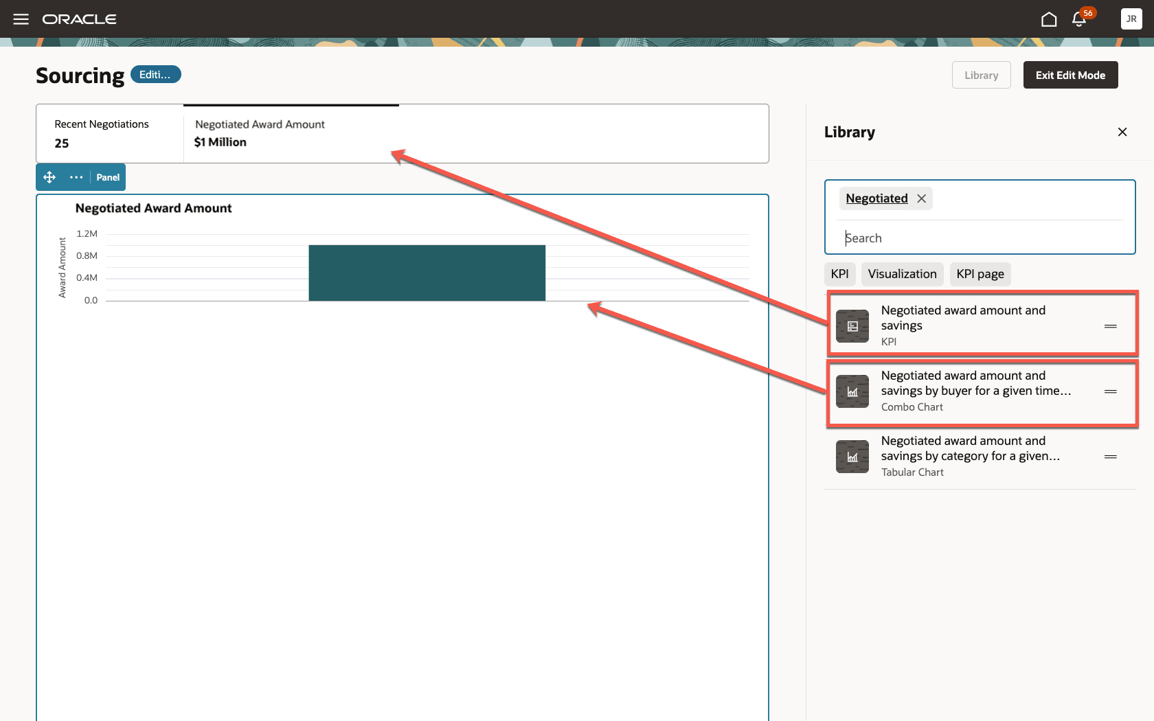 ランディング・ページへのOTBIベースのKPIおよびビジュアライゼーションの追加