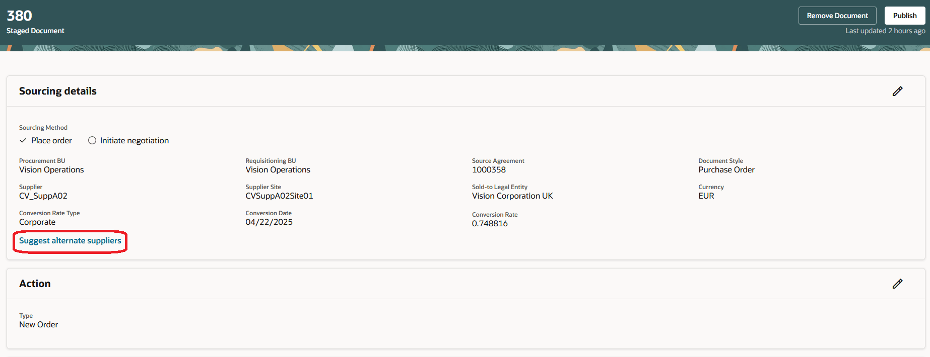 代替サプライヤの提案ハイパーリンク