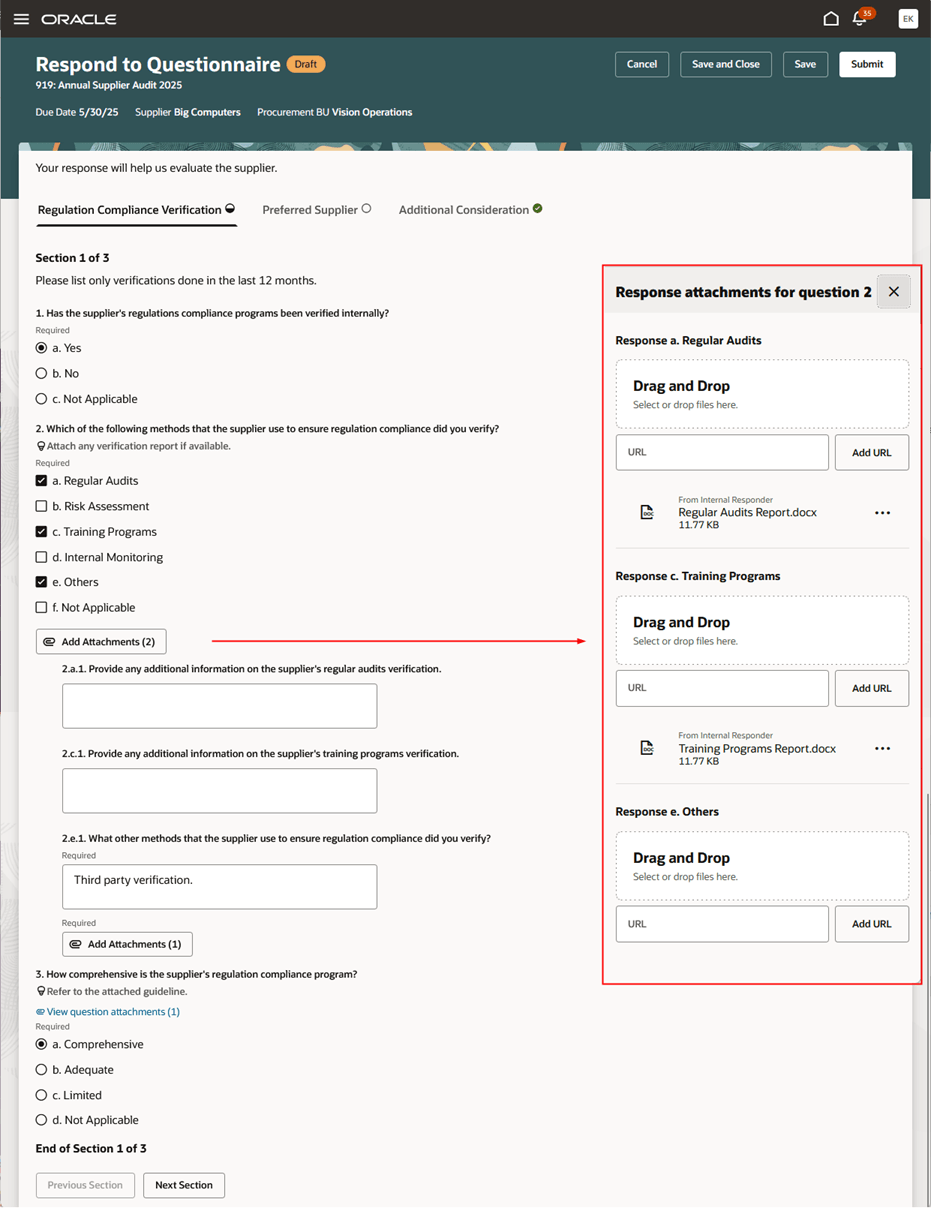 質問リストに応答 2