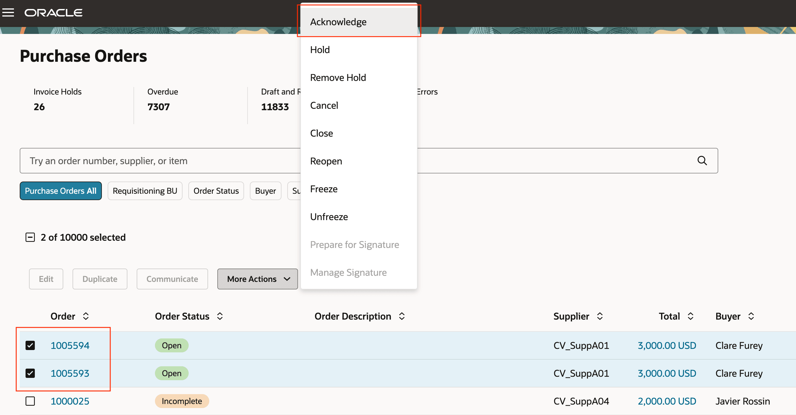 複数オーダーの確認