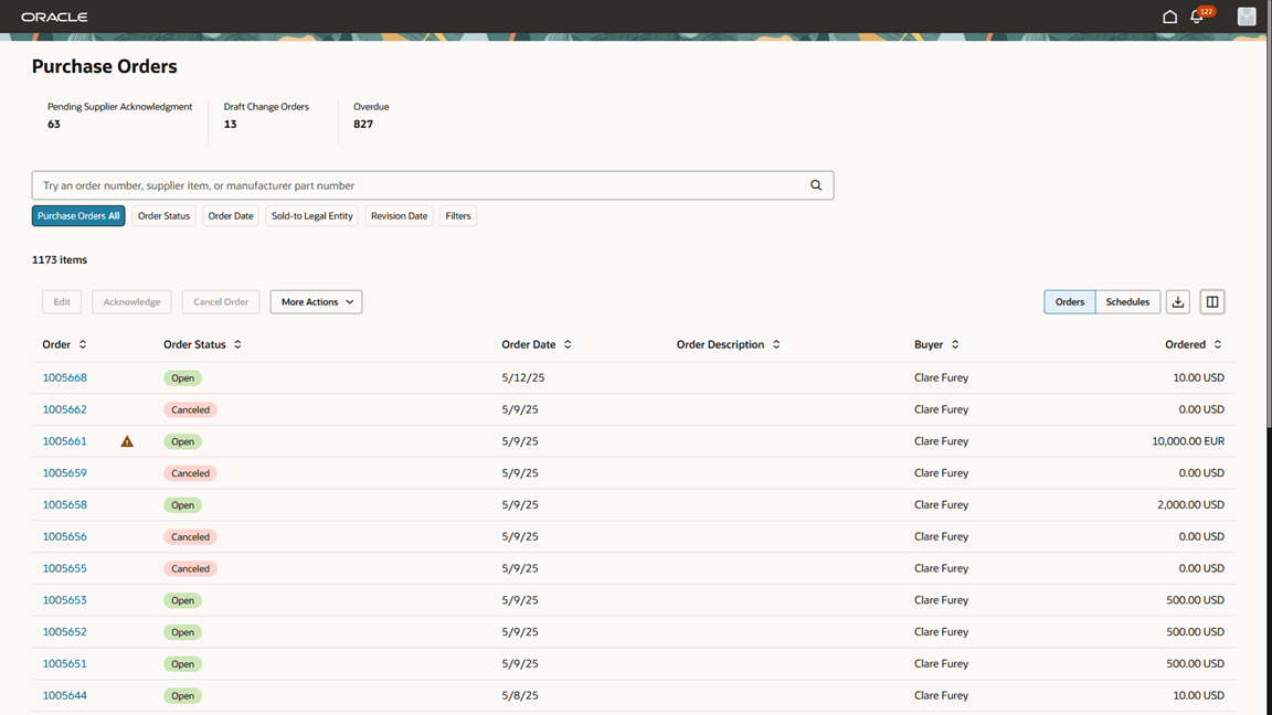 Redwoodサプライヤとしての購買オーダーの管理