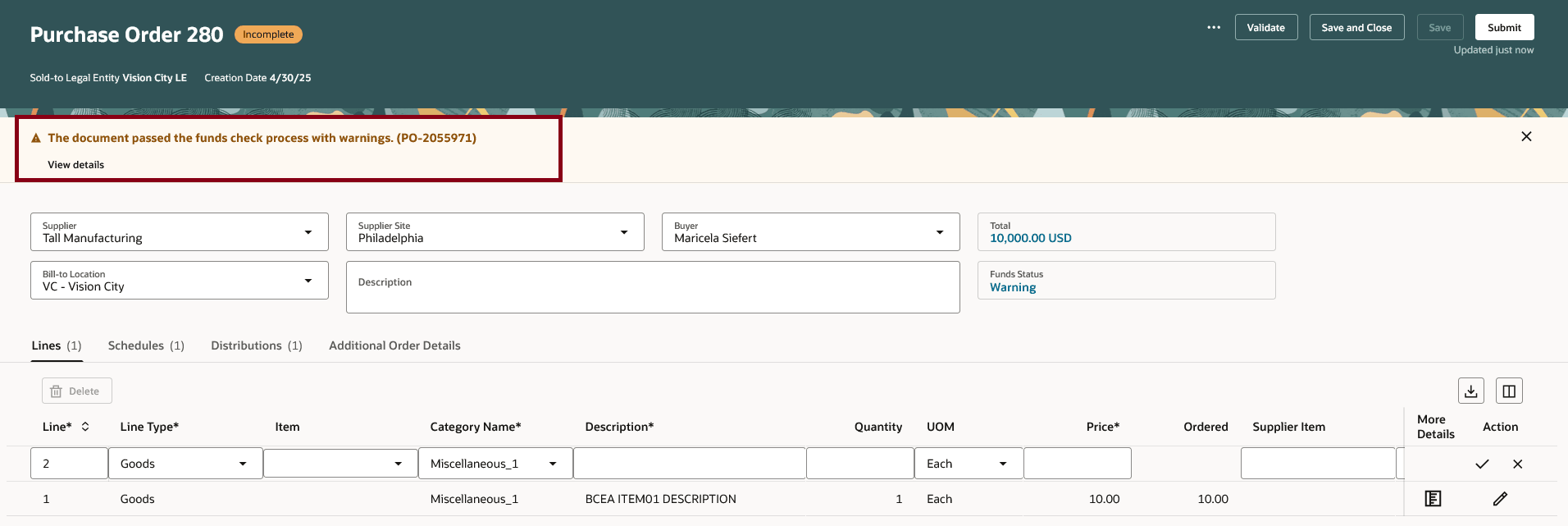 残余予算チェック処理実行後の残余予算チェック警告