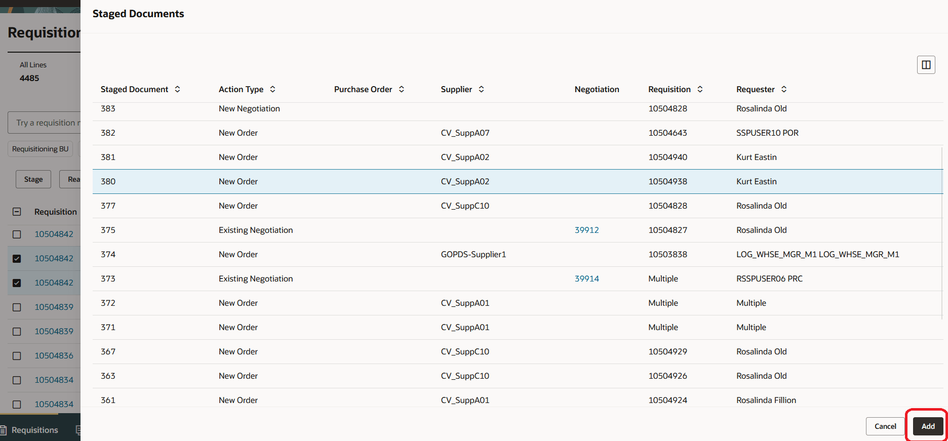 ステージング済文書ドロワー