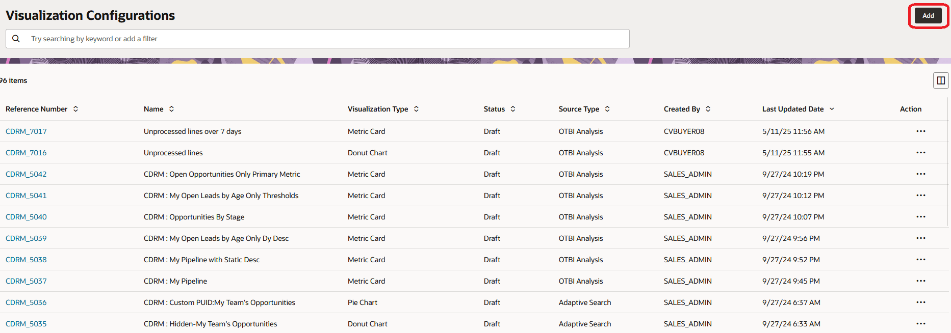 「ビジュアライゼーション構成」ページ