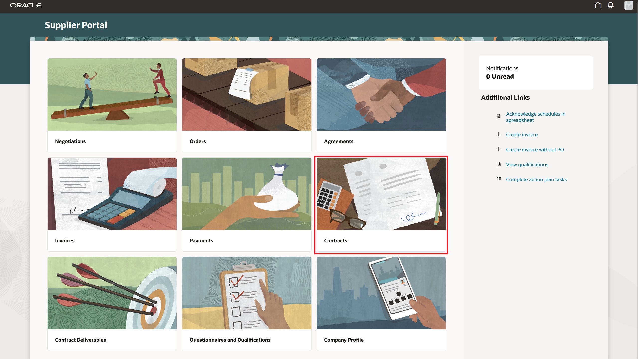 Redwoodサプライヤ・ポータル・ホームページ - 契約ナビゲーション・カード