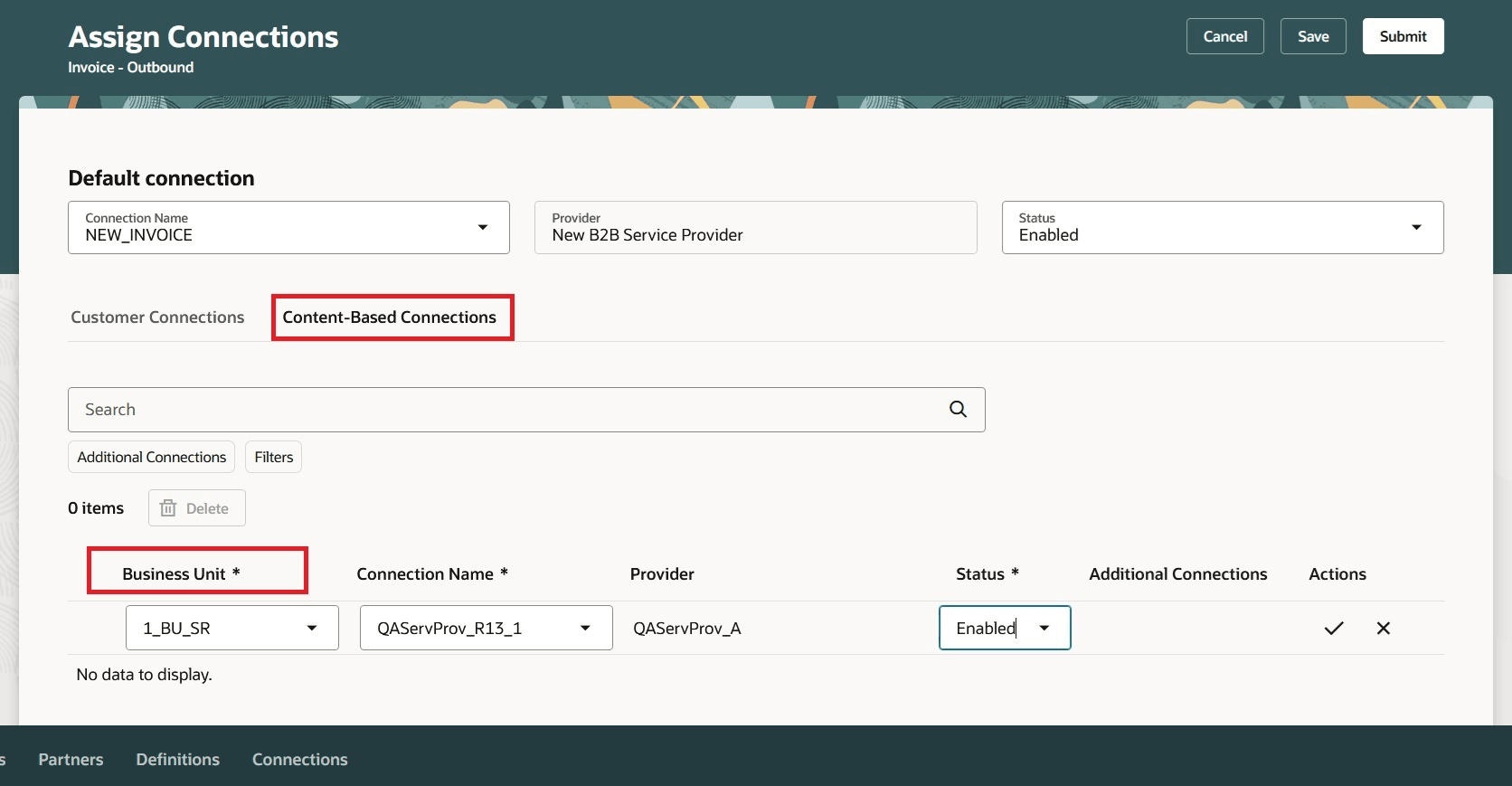 ビジネス・ユニットのコンテンツ・ベースの接続