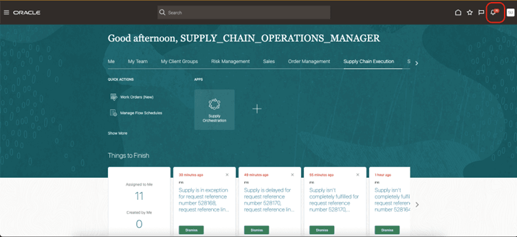 警告を表示するにはベルをクリックしてください