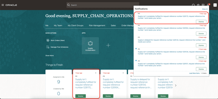 通知をクリックします
