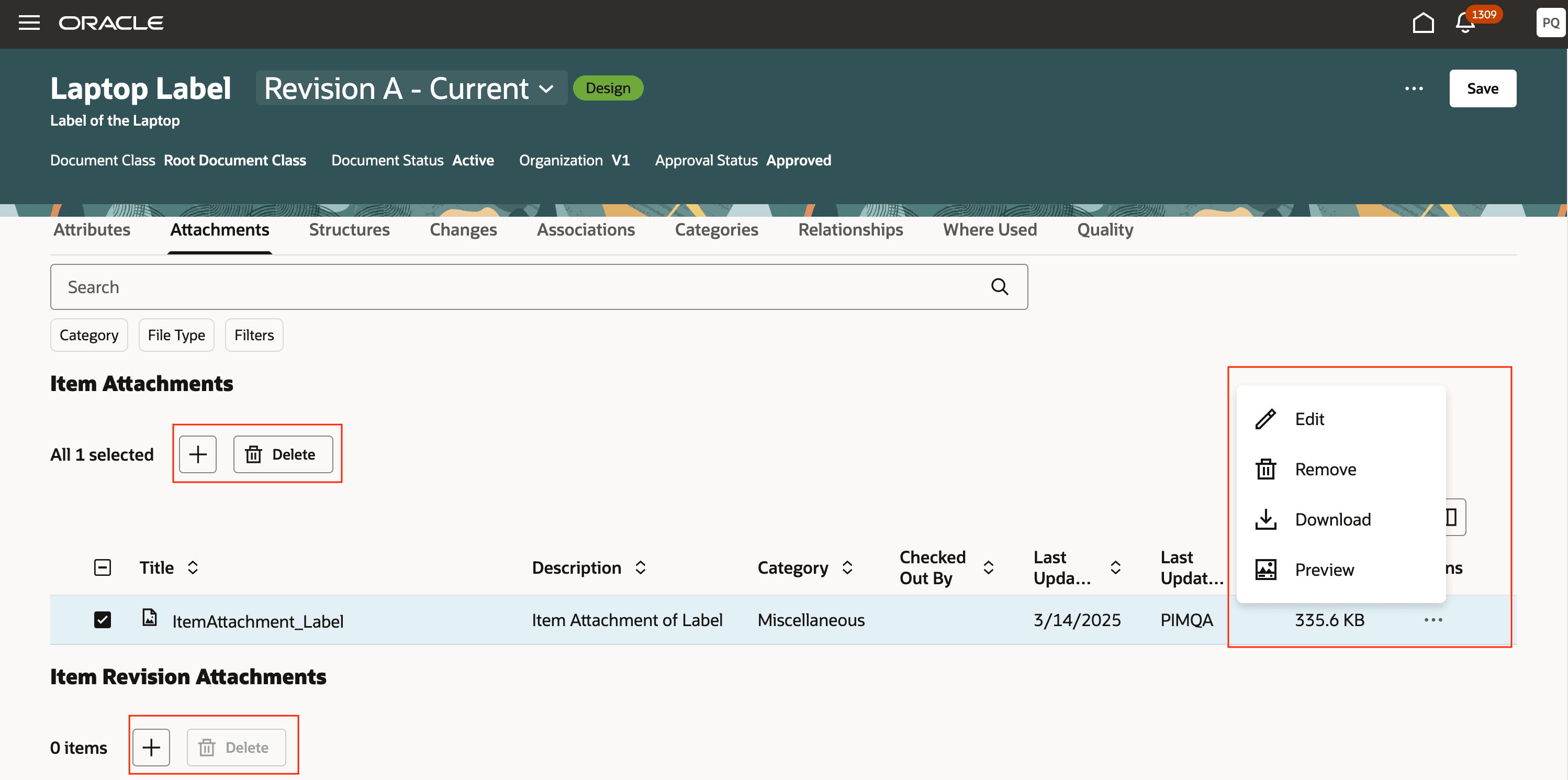 文書添付に対する処理の追加、削除および編集