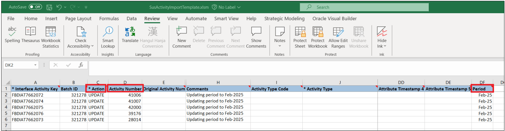 サステナビリティ・アクティビティ・テンプレート - 更新する列