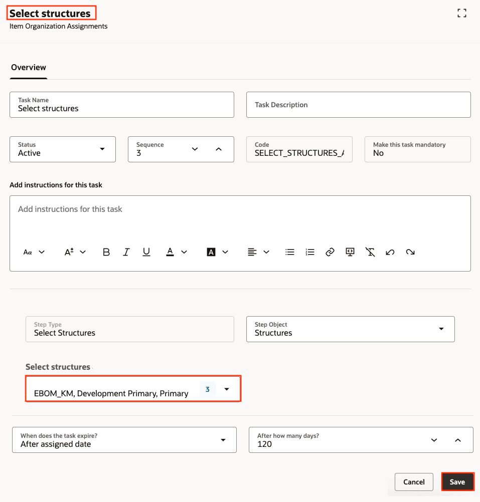 タスク: 構成の選択
