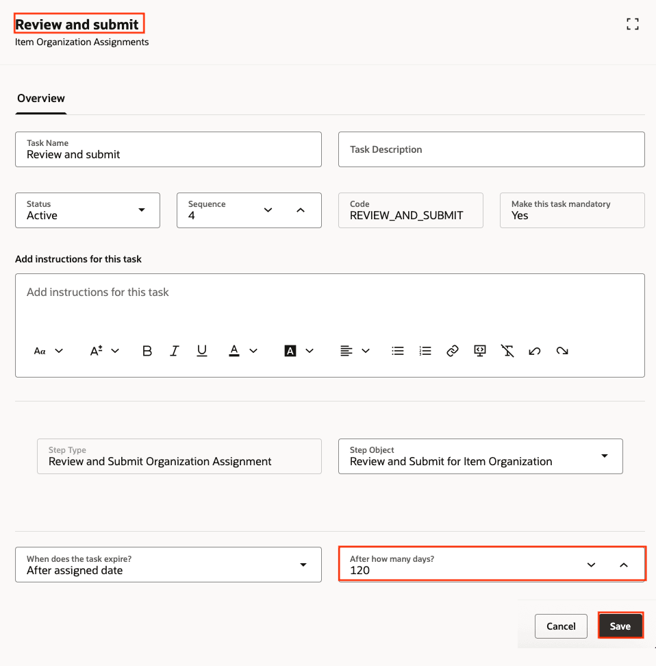 タスク: レビューおよび発行